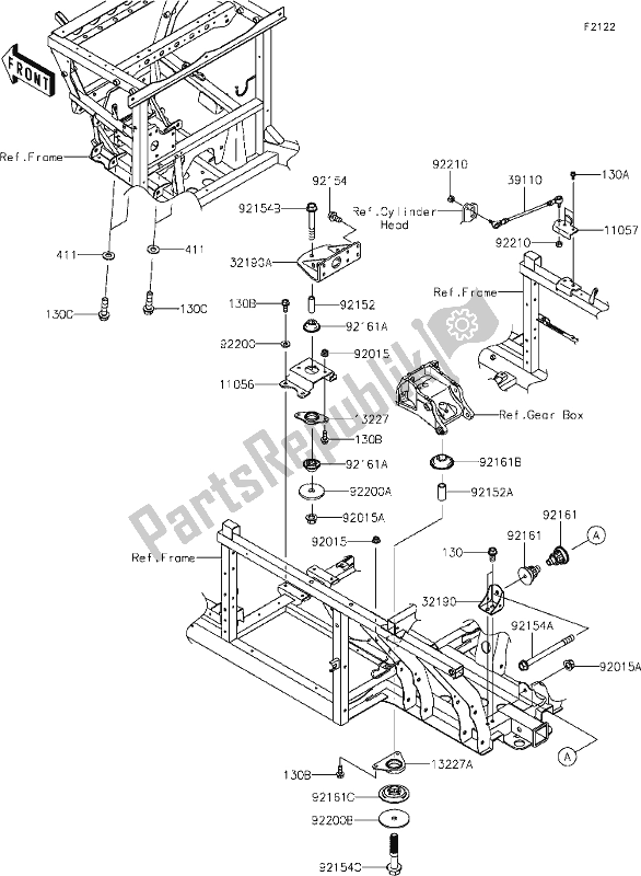 Tutte le parti per il 27 Engine Mount del Kawasaki KAF 1000 Mule Pro-dxt EPS 2019