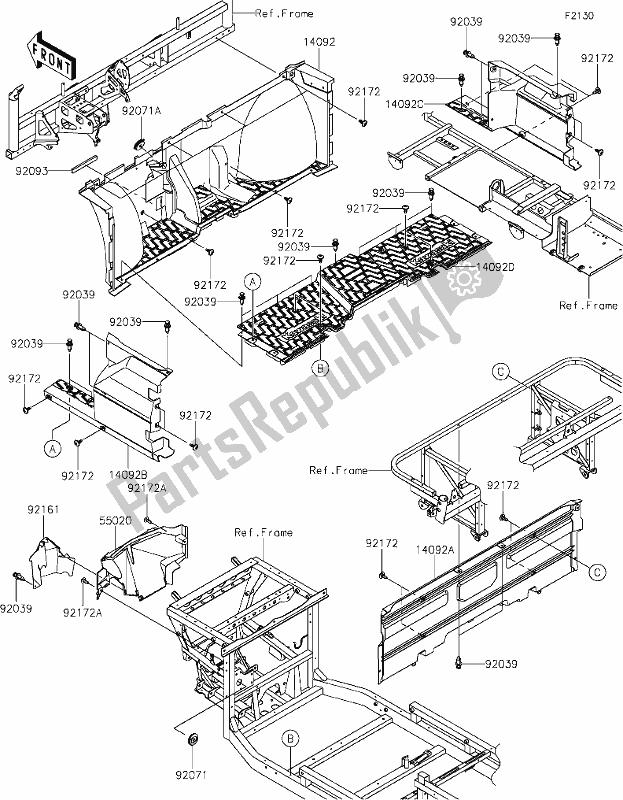 Alle onderdelen voor de 28 Frame Fittings(front) van de Kawasaki KAF 1000 Mule Pro-dxt EPS 2019