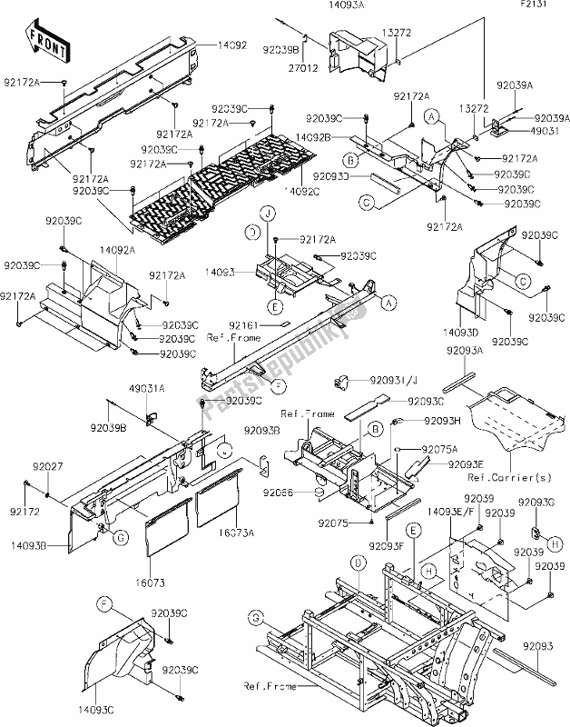 All parts for the 29 Frame Fittings(rear) of the Kawasaki KAF 1000 Mule Pro-dxt EPS 2019