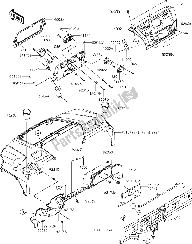 All parts for the 30 Front Box of the Kawasaki KAF 1000 Mule Pro-dxt EPS 2019
