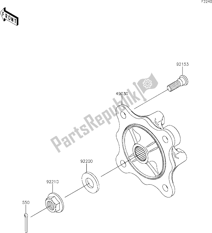 Alle onderdelen voor de 36 Rear Hubs/brakes van de Kawasaki KAF 1000 Mule Pro-dxt EPS 2019