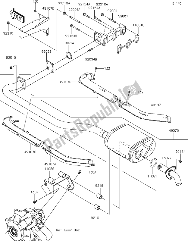 Tutte le parti per il 4 Muffler(s) del Kawasaki KAF 1000 Mule Pro-dxt EPS 2019