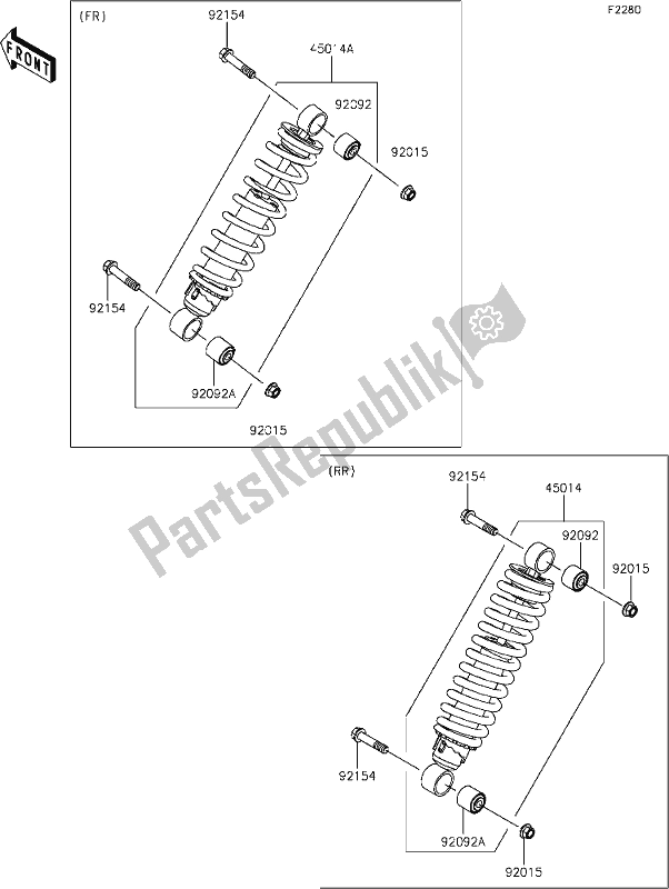 All parts for the 40 Shock Absorber(s) of the Kawasaki KAF 1000 Mule Pro-dxt EPS 2019