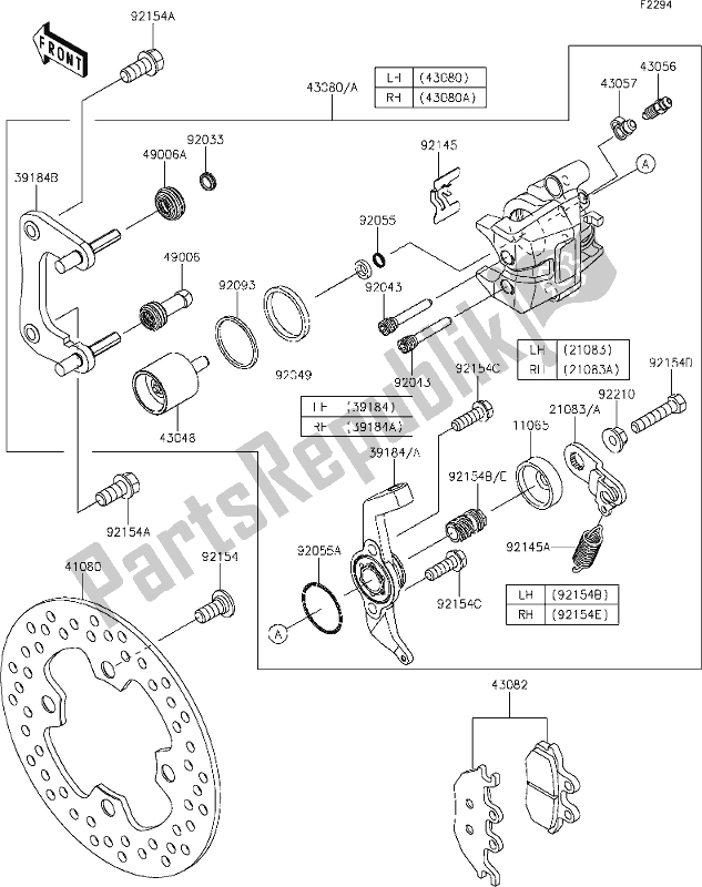 Alle onderdelen voor de 42 Rear Brake van de Kawasaki KAF 1000 Mule Pro-dxt EPS 2019