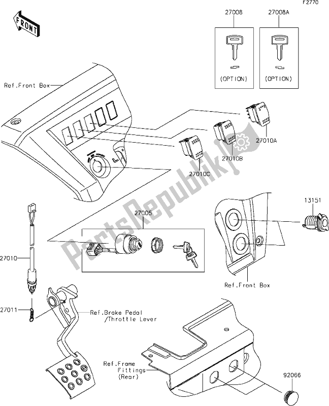 Alle onderdelen voor de 57 Ignition Switch van de Kawasaki KAF 1000 Mule Pro-dxt EPS 2019