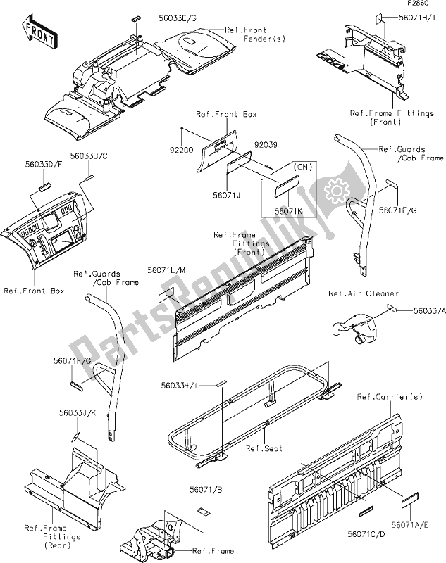 All parts for the 59 Labels(bhf) of the Kawasaki KAF 1000 Mule Pro-dxt EPS 2019