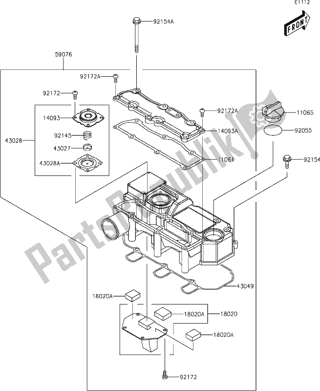 Tutte le parti per il 2 Cylinder Head Cover del Kawasaki KAF 1000 Mule Pro-dxt EPS 2020