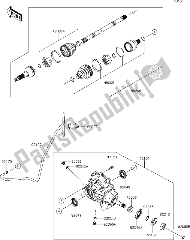 All parts for the 23 Drive Shaft-front of the Kawasaki KAF 1000 Mule Pro-dxt EPS 2020