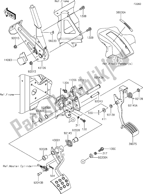 Wszystkie części do 37 Brake Pedal/throttle Lever(bhf) Kawasaki KAF 1000 Mule Pro-dxt EPS 2020