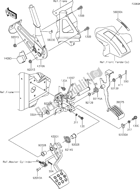 Toutes les pièces pour le 38 Brake Pedal/throttle Lever(bjf-blf) du Kawasaki KAF 1000 Mule Pro-dxt EPS 2020