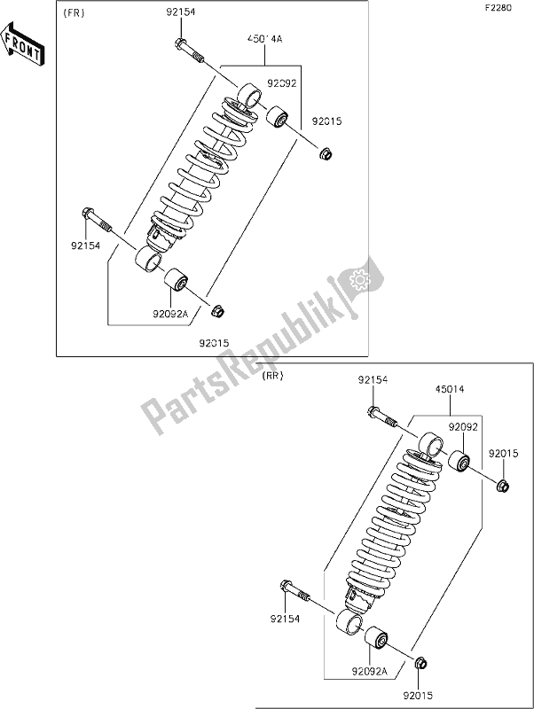 All parts for the 40 Shock Absorber(s) of the Kawasaki KAF 1000 Mule Pro-dxt EPS 2020