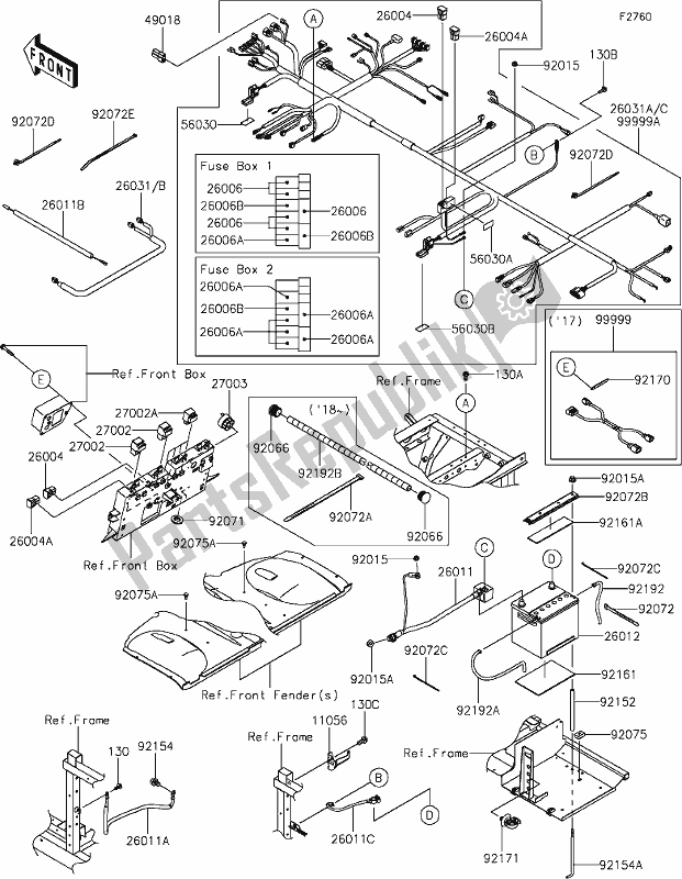 Todas las partes para 56-1chassis Electrical Equipment de Kawasaki KAF 1000 Mule Pro-dxt EPS 2020
