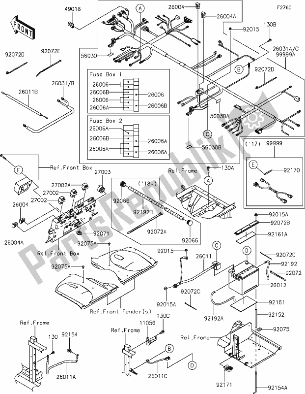 Tutte le parti per il 56 Chassis Electrical Equipment del Kawasaki KAF 1000 Mule Pro-dxt EPS 2020