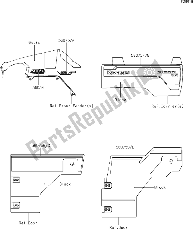 All parts for the 63 Decals(white)(bkf/blf) of the Kawasaki KAF 1000 Mule Pro-dxt EPS 2020