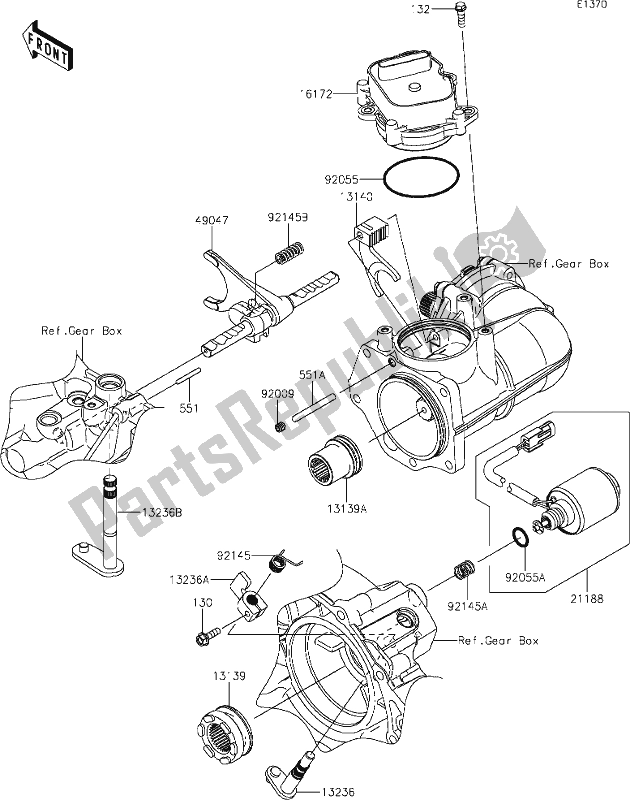 All parts for the 8 Gear Change Mechanism of the Kawasaki KAF 1000 Mule Pro-dxt EPS 2020