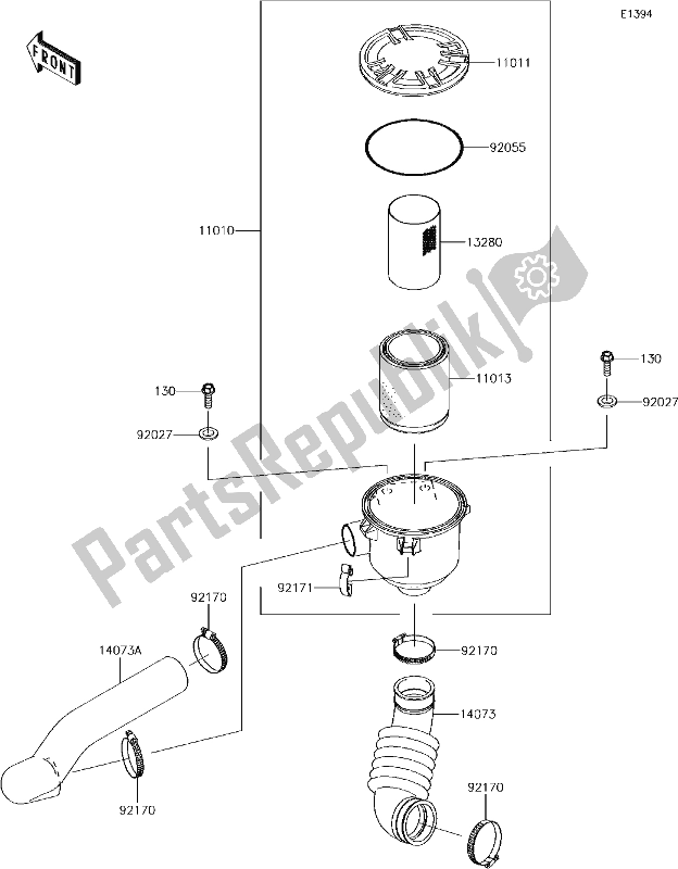 Alle onderdelen voor de 11 Air Cleaner-belt Converter van de Kawasaki KAF 400 Mule SX 2017