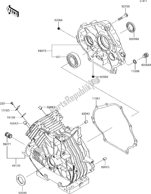 Todas as partes de 12 Crankcase do Kawasaki KAF 400 Mule SX 2017