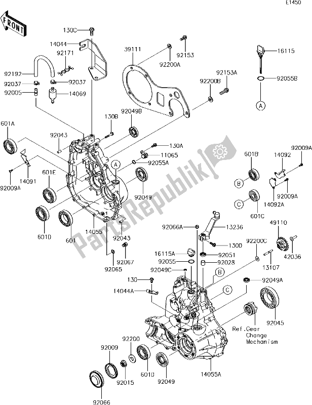 Wszystkie części do 13 Gear Box Kawasaki KAF 400 Mule SX 2017