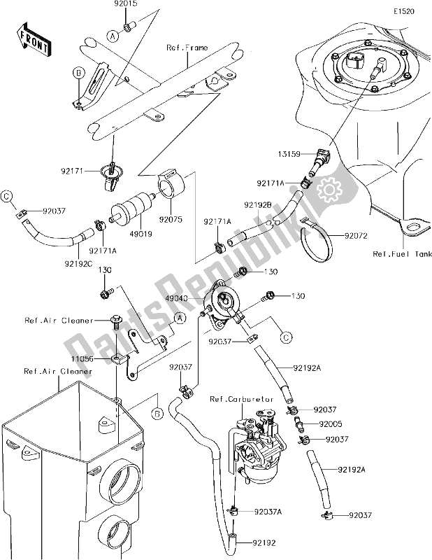 Todas as partes de 15 Fuel Pump do Kawasaki KAF 400 Mule SX 2017