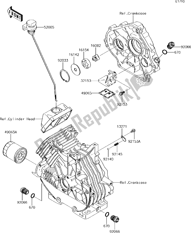 All parts for the 17 Oil Pump of the Kawasaki KAF 400 Mule SX 2017