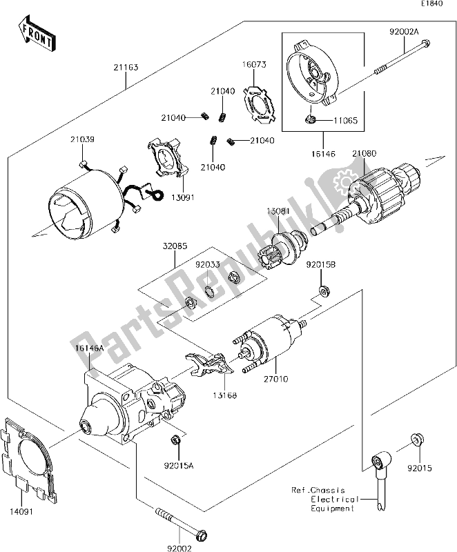 All parts for the 19 Starter Motor of the Kawasaki KAF 400 Mule SX 2017