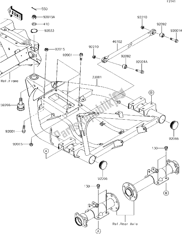 Tutte le parti per il 28 Swingarm del Kawasaki KAF 400 Mule SX 2017