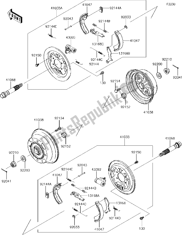 Todas as partes de 33 Front Hub do Kawasaki KAF 400 Mule SX 2017