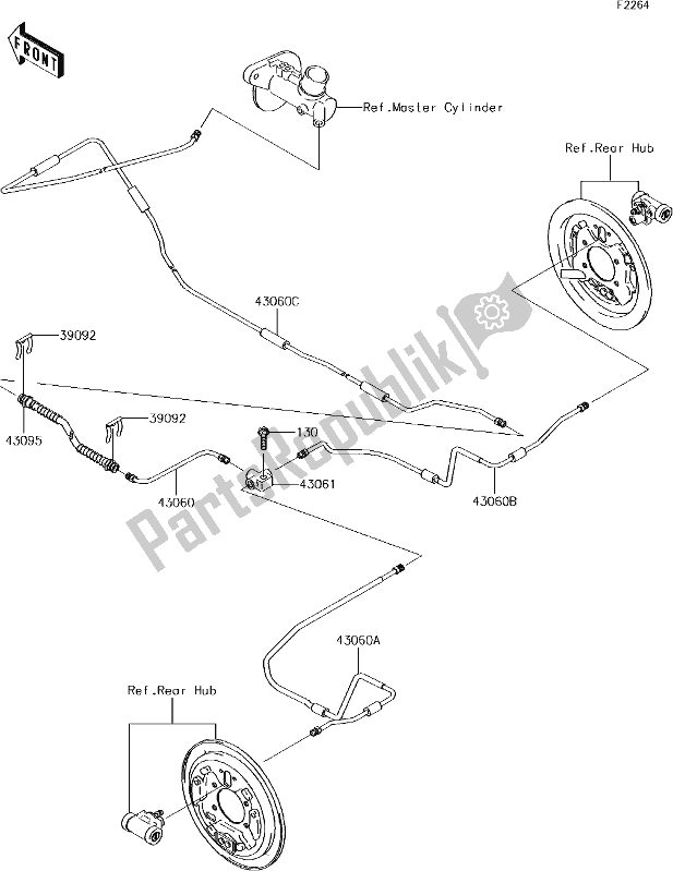 All parts for the 38 Rear Brake Piping of the Kawasaki KAF 400 Mule SX 2017