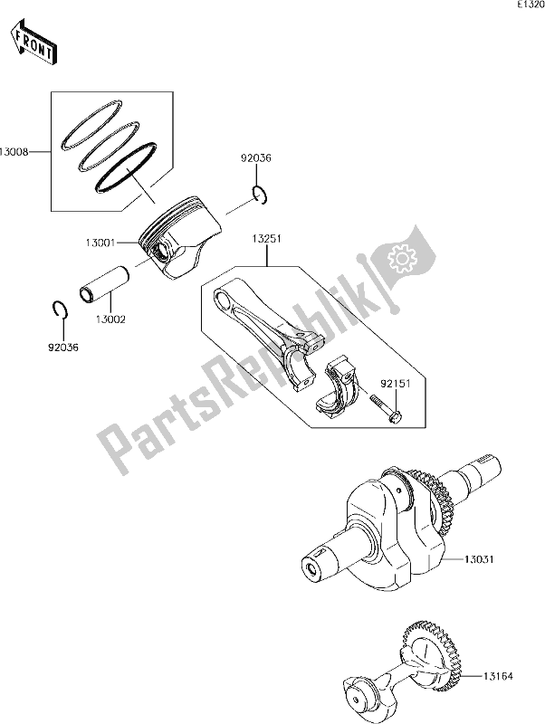 All parts for the 5 Crankshaft/piston(s) of the Kawasaki KAF 400 Mule SX 2017
