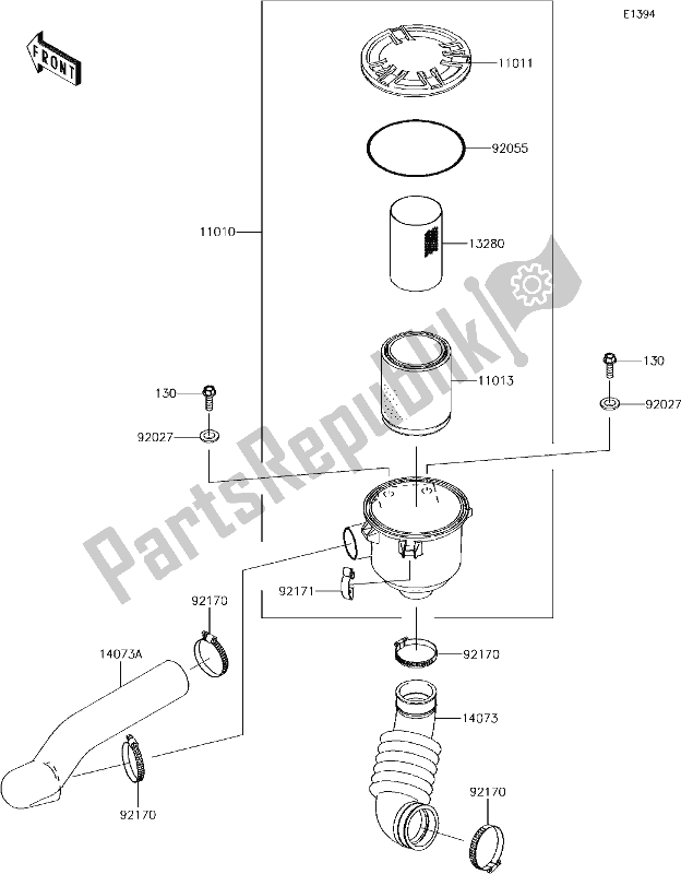 Tutte le parti per il 11 Air Cleaner-belt Converter del Kawasaki KAF 400 Mule SX 2018