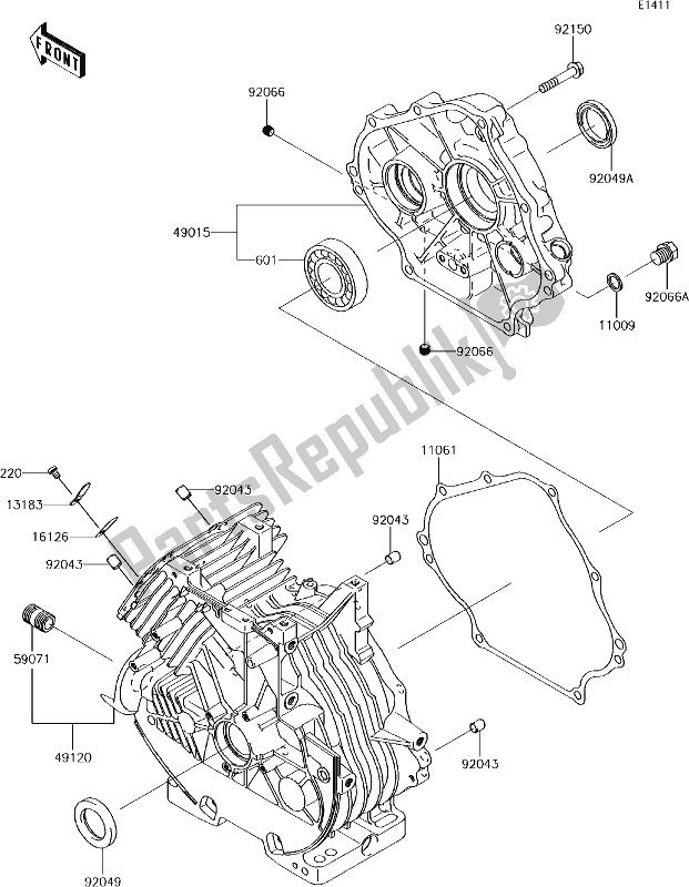 Tutte le parti per il 12 Crankcase del Kawasaki KAF 400 Mule SX 2018