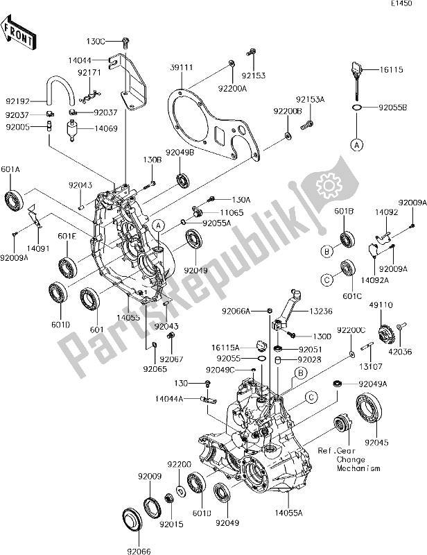 Toutes les pièces pour le 13-1gear Box du Kawasaki KAF 400 Mule SX 2018