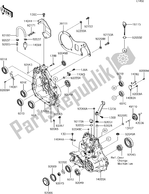 Tutte le parti per il 13 Gear Box del Kawasaki KAF 400 Mule SX 2018