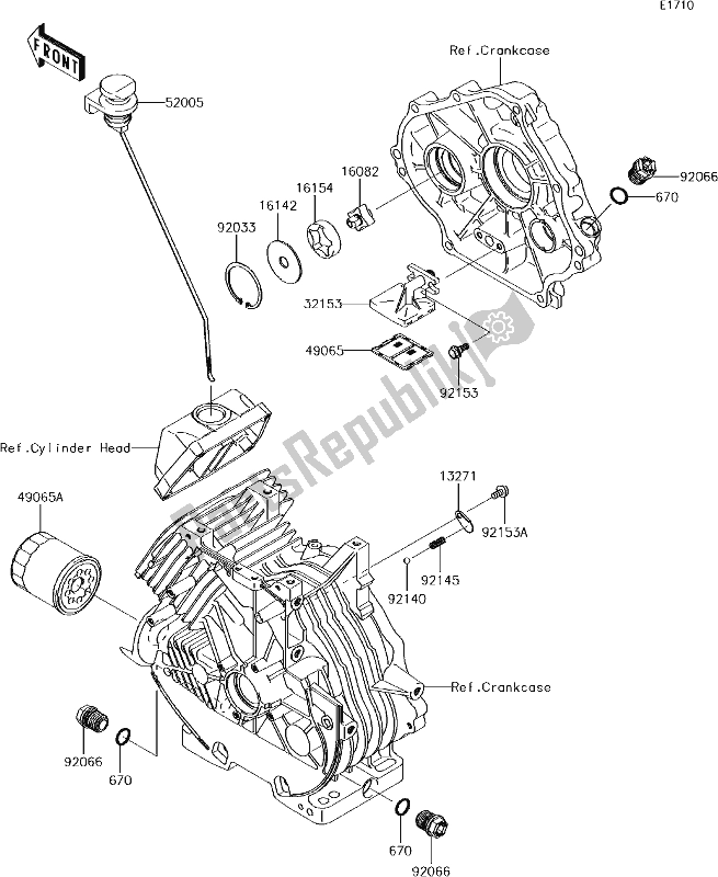 Alle onderdelen voor de 17 Oil Pump van de Kawasaki KAF 400 Mule SX 2018