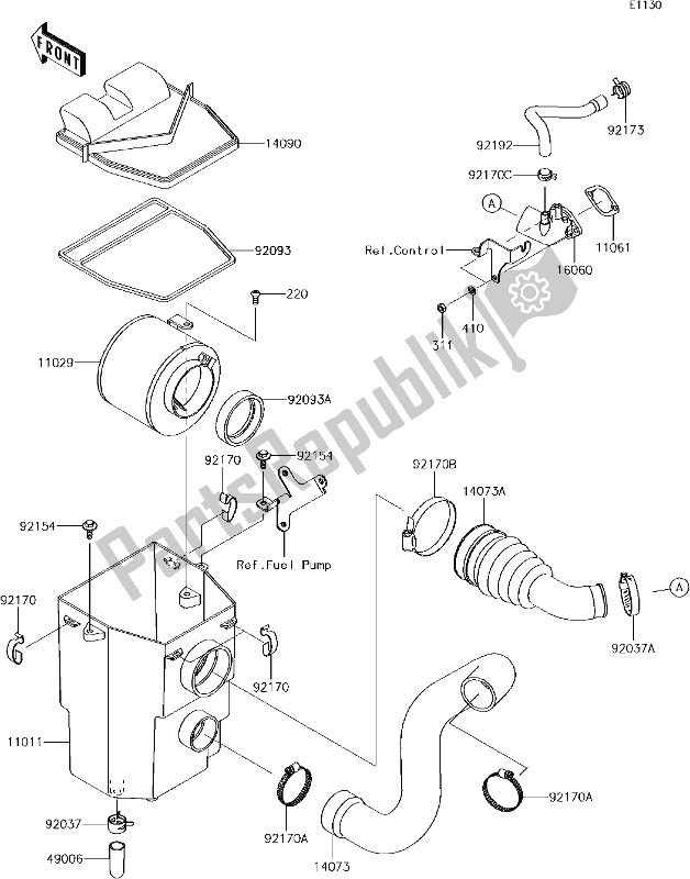 Alle onderdelen voor de 2 Air Cleaner van de Kawasaki KAF 400 Mule SX 2018