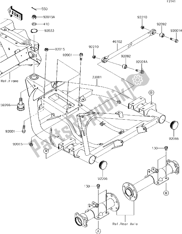 Alle onderdelen voor de 28 Swingarm van de Kawasaki KAF 400 Mule SX 2018