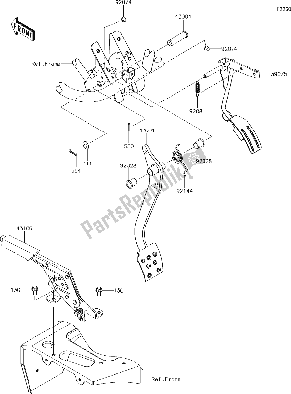 Tutte le parti per il 35 Brake Pedal del Kawasaki KAF 400 Mule SX 2018