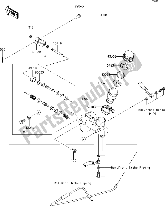 Tutte le parti per il 36 Master Cylinder del Kawasaki KAF 400 Mule SX 2018