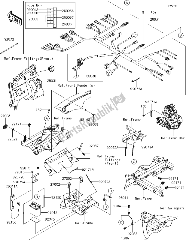 All parts for the 48 Chassis Electrical Equipment of the Kawasaki KAF 400 Mule SX 2018