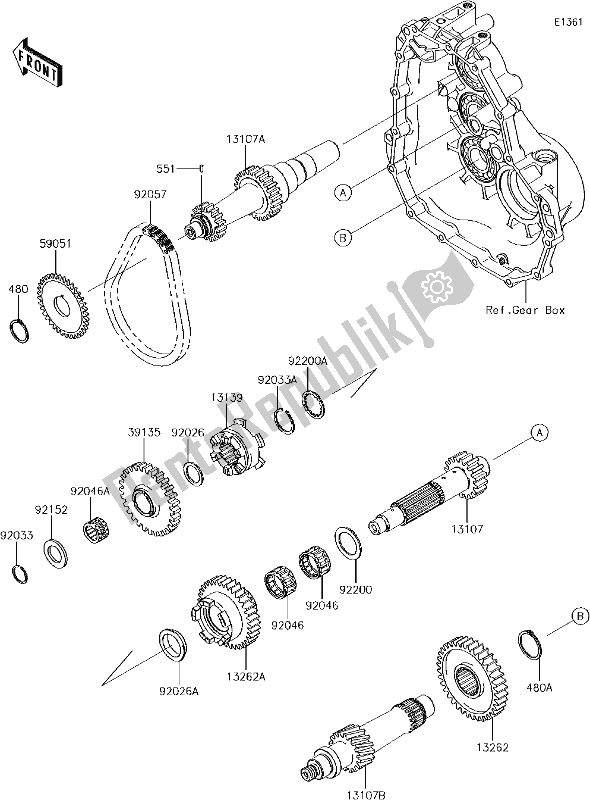 All parts for the 6 Transmission of the Kawasaki KAF 400 Mule SX 2018