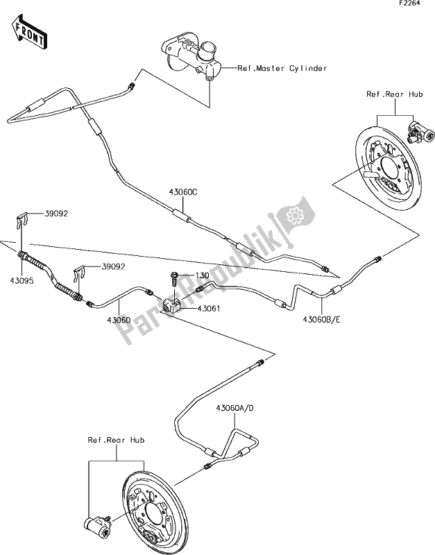 Toutes les pièces pour le 39 Rear Brake Piping du Kawasaki KAF 400 Mule SX 2019