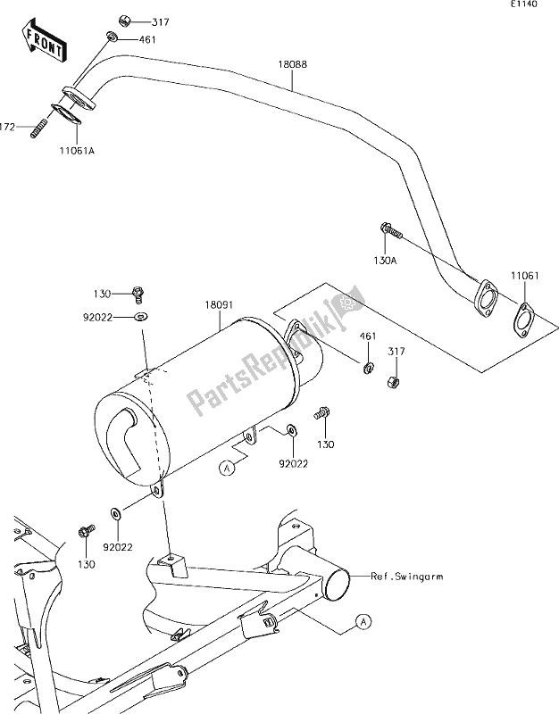 Todas las partes para 4 Muffler(s) de Kawasaki KAF 400 Mule SX 2019