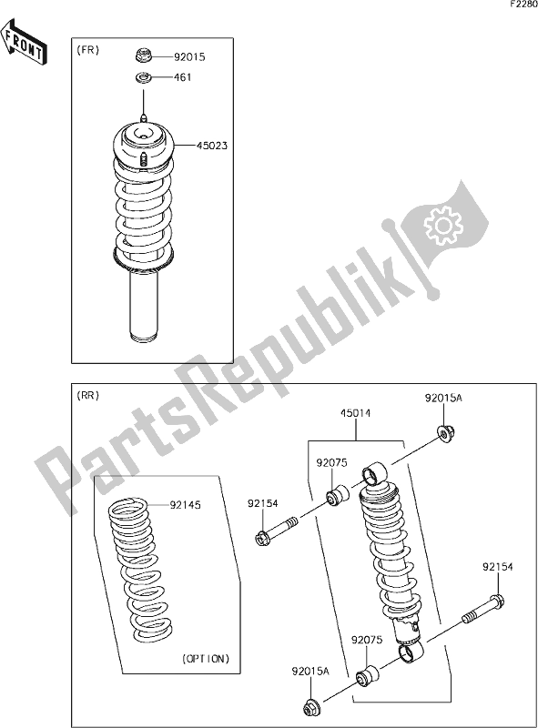 All parts for the 40 Shock Absorber(s) of the Kawasaki KAF 400 Mule SX 2019