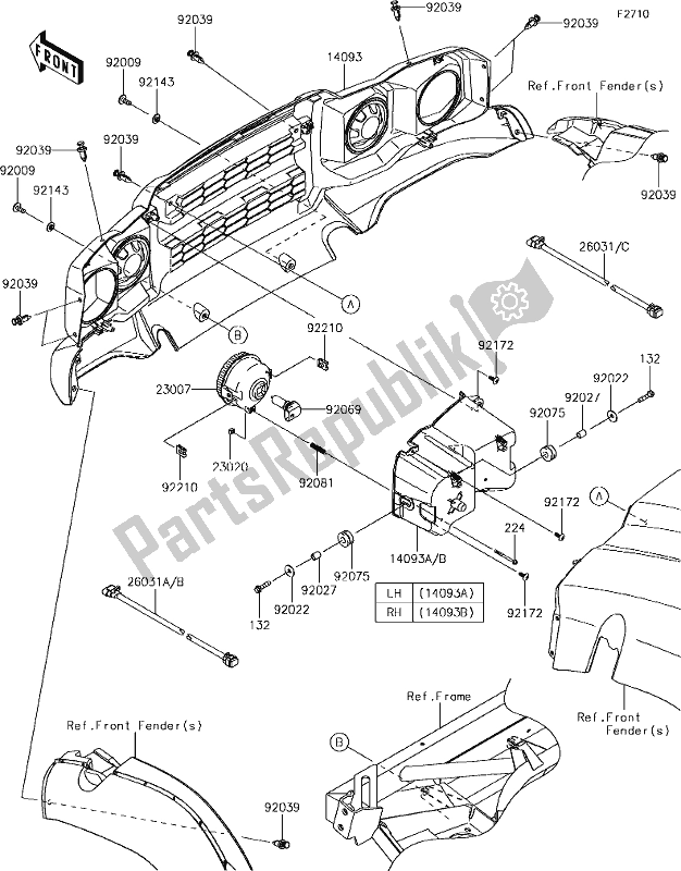 All parts for the 47 Headlight(s) of the Kawasaki KAF 400 Mule SX 2019