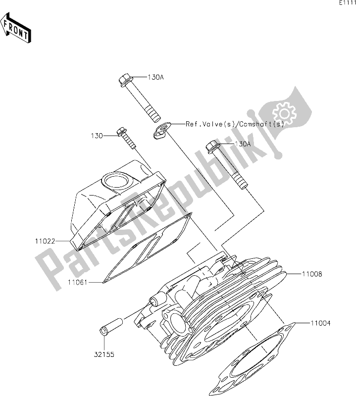 All parts for the 1 Cylinder Head of the Kawasaki KAF 400 Mule SX 2020