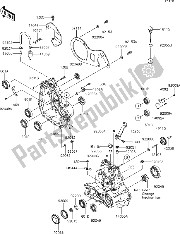 Todas las partes para 13-1gear Box de Kawasaki KAF 400 Mule SX 2020