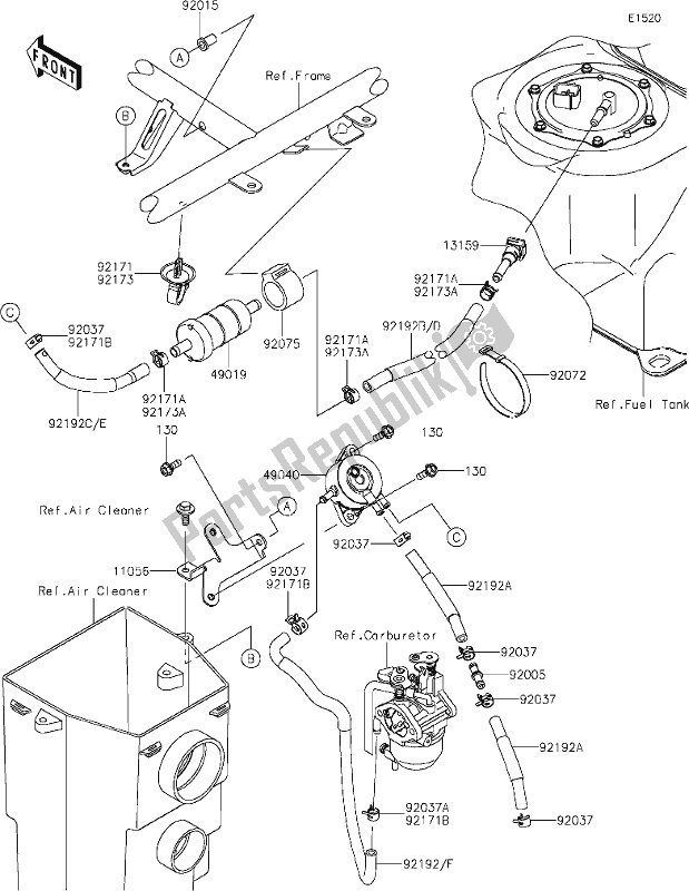 All parts for the 15 Fuel Pump of the Kawasaki KAF 400 Mule SX 2020