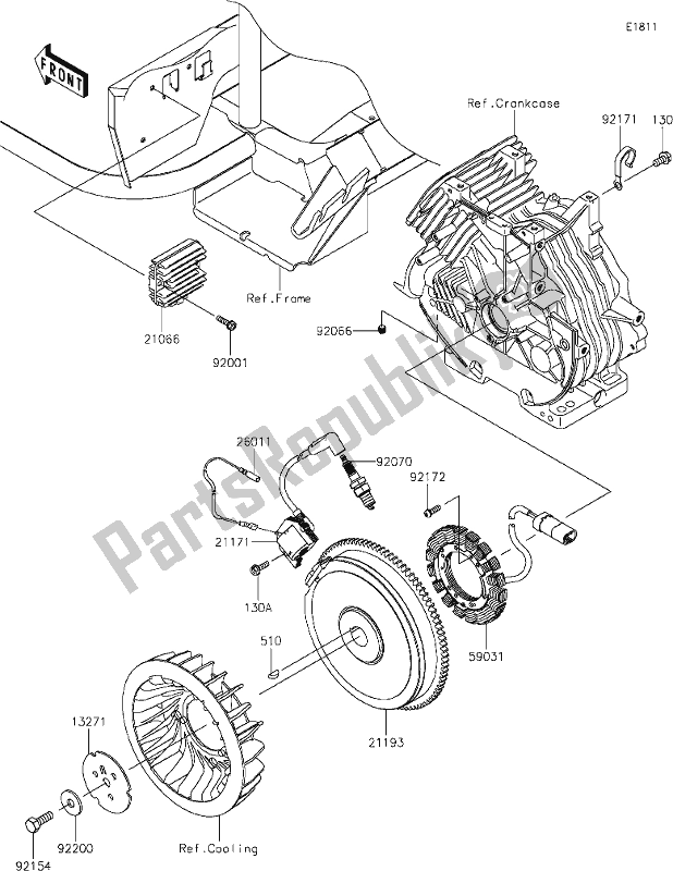 All parts for the 19 Generator/ignition Coil of the Kawasaki KAF 400 Mule SX 2020