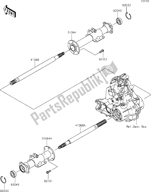 All parts for the 22 Rear Axle of the Kawasaki KAF 400 Mule SX 2020