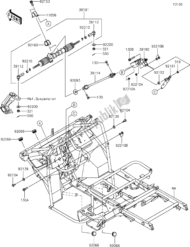 All parts for the 24 Frame of the Kawasaki KAF 400 Mule SX 2020